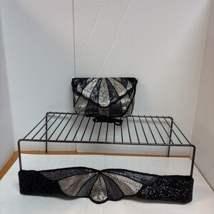 Vintage Beaded Evening Bag And Matching Beaded Belt FS1